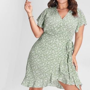NWT Floral Tie Side Wrap Ruffle Dress.- ACTUAL COLOR IS 2nd photo